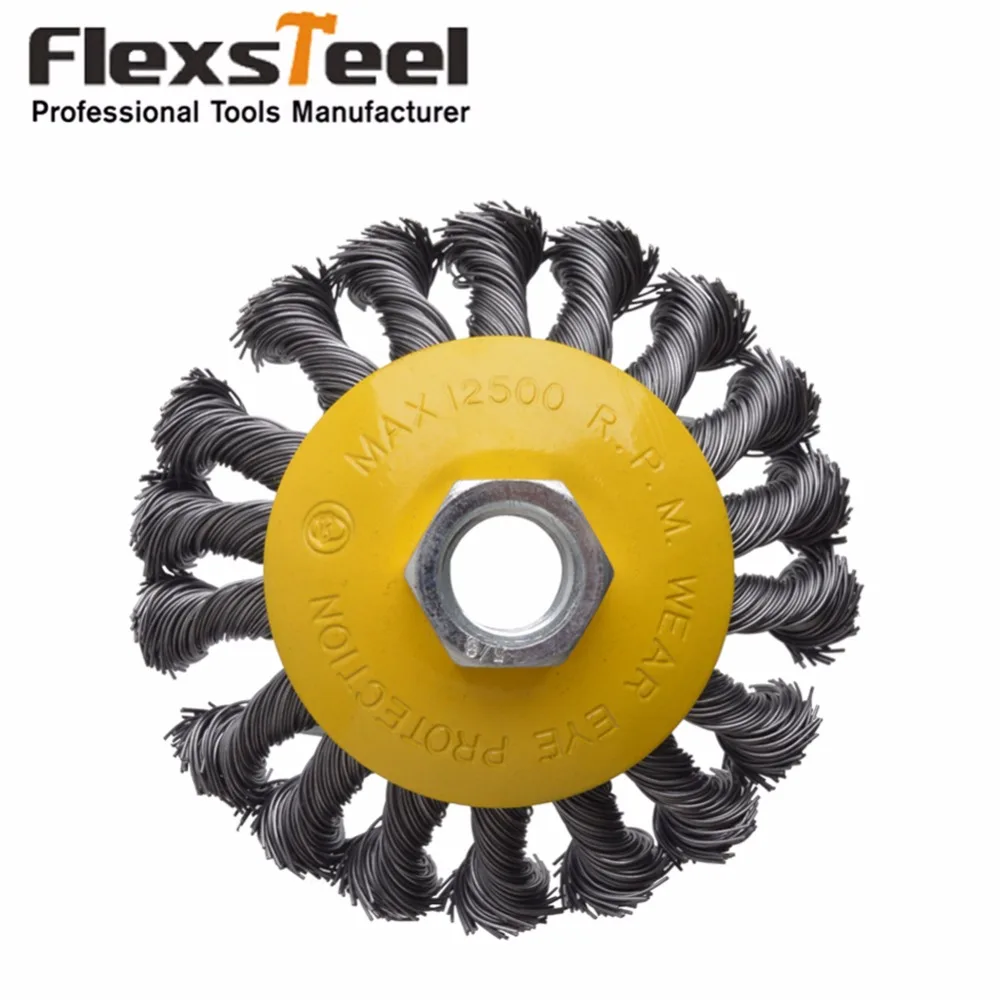 Knotted Twist Wire Wheel Brush 4-Inch x 5/8-Inch-11 UNC Threaded Arbor For Grinders
Knotted Twist Wire Wheel Brush 4-Inch x 5/8-Inch-11 UNC Threaded Arbor For Grinders