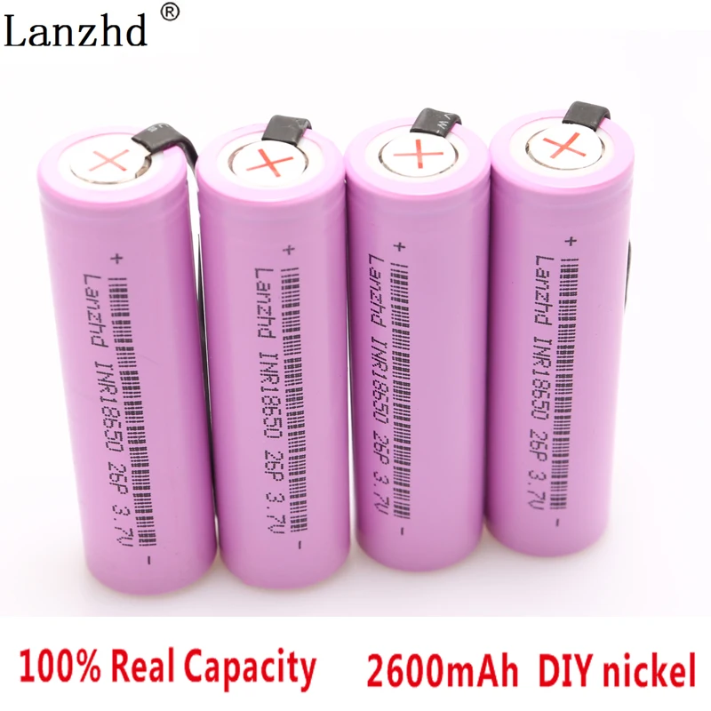 4PCS INR18650 Nickel sheet 18650 Rechargeable Battery Li ion 2600mAh 3.7V + DIY Nickel Sheets 18650 Batteries for tools
4PCS INR18650 Nickel sheet 18650 Rechargeable Battery Li ion 2600mAh 3.7V + DIY Nickel Sheets 18650 Batteries for tools