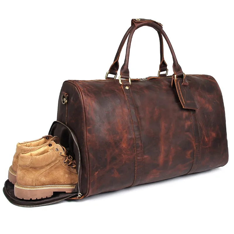 Men Genuine Leather Travel Duffel Real Leather Travel Bag Big Vintage Crazy Horse Leather Zip Around Weekend Bag X-7077
Men Genuine Leather Travel Duffel Real Leather Travel Bag Big Vintage Crazy Horse Leather Zip Around Weekend Bag X-7077