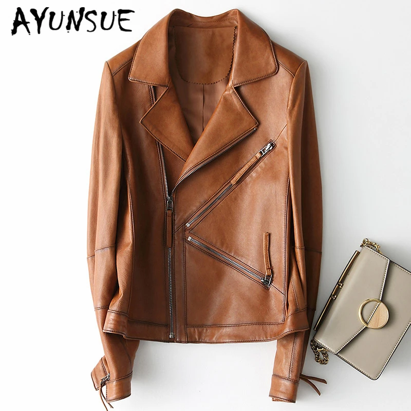 AYUNSUE Fashion Streetwear Female Jacket Coat Spring Autumn Elegant Casual Punk Motorcycle Genuine Leather Jackets Women 28215
AYUNSUE Fashion Streetwear Female Jacket Coat Spring Autumn Elegant Casual Punk Motorcycle Genuine Leather Jackets Women 28215