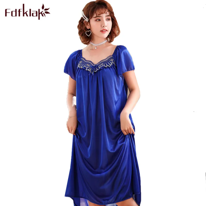 Fdfklak Sexy night dress women short sleeve ice silk nightgown female loose sleepwear nightdress summer long ladies nightshirt
Fdfklak Sexy night dress women short sleeve ice silk nightgown female loose sleepwear nightdress summer long ladies nightshirt