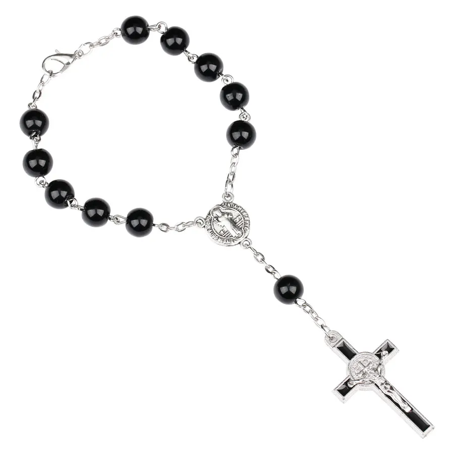 NingXiang Black Beads Catholic One-Decade Rosary Glass St Benedict Connectors INRI Crucifix Bracelet Statement Pocket Rosary
NingXiang Black Beads Catholic One-Decade Rosary Glass St Benedict Connectors INRI Crucifix Bracelet Statement Pocket Rosary