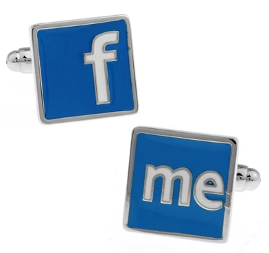 Бесплатная доставка мужские запонки синий Медный Дизайн Facebook лучший подарок для