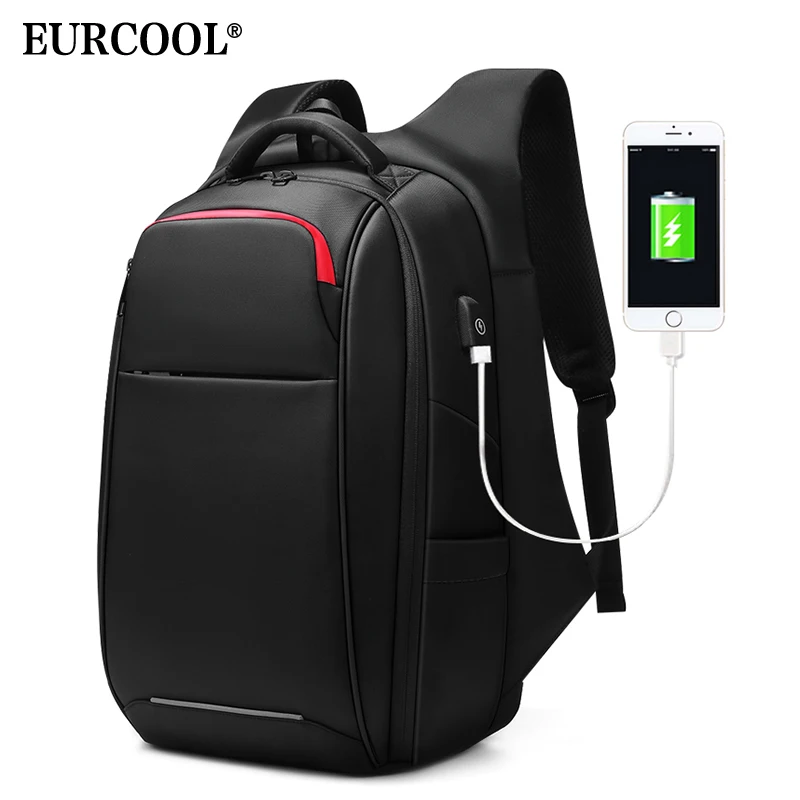 Cool Anti-theft Mens USB Charger Port Backpack Laptop Notebook Travel School Bag