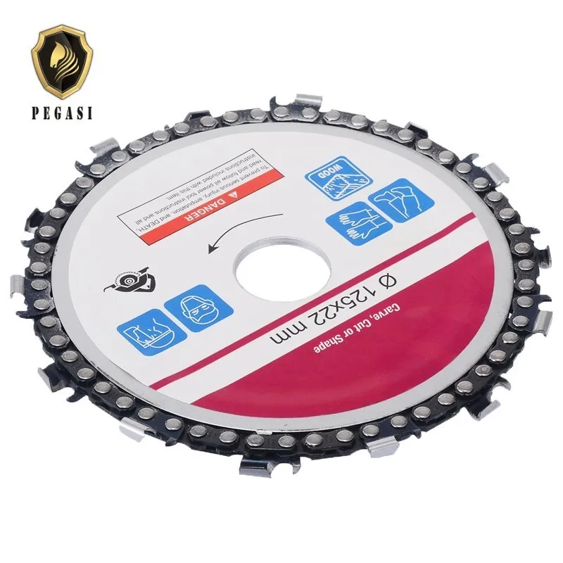 PEGASI 5 Inch 22mm Diameter 14 Tooth Chainsaw Disc For Angle Grinders Circular Saw Blade Wood Cutting Steel Carving Cut Carve
PEGASI 5 Inch 22mm Diameter 14 Tooth Chainsaw Disc For Angle Grinders Circular Saw Blade Wood Cutting Steel Carving Cut Carve