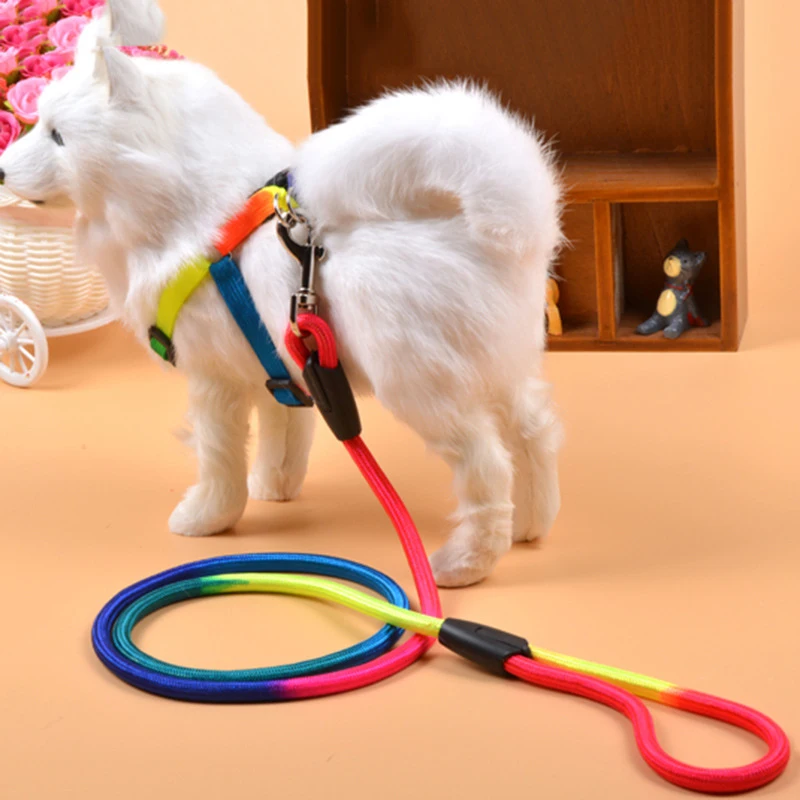 Colorful Rainbow Pet Dog Collar Harness Leash Soft Walking Harness Lead Colorful and Durable Traction Rope Nylon
Colorful Rainbow Pet Dog Collar Harness Leash Soft Walking Harness Lead Colorful and Durable Traction Rope Nylon