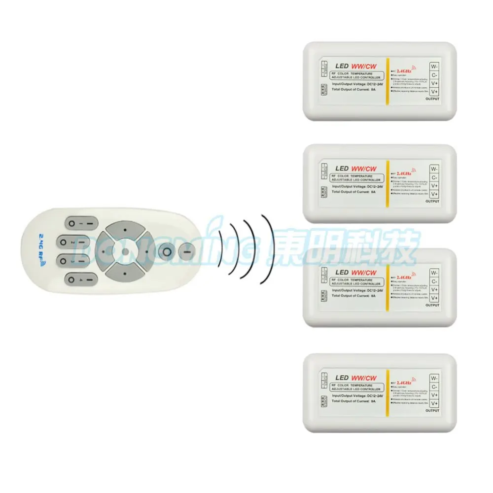 Hot 1X remote with 4X 8A 4-zone 2.4G Remote color temperatur controller for bulb& led strip Wireless rf dimmer | Лампы и освещение