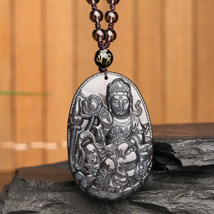 100% Natural Ice Obsidian Hand Carved Guanyin Bodhisa Lucky Pendant Necklace
100% Natural Ice Obsidian Hand Carved Guanyin Bodhisa Lucky Pendant Necklace
