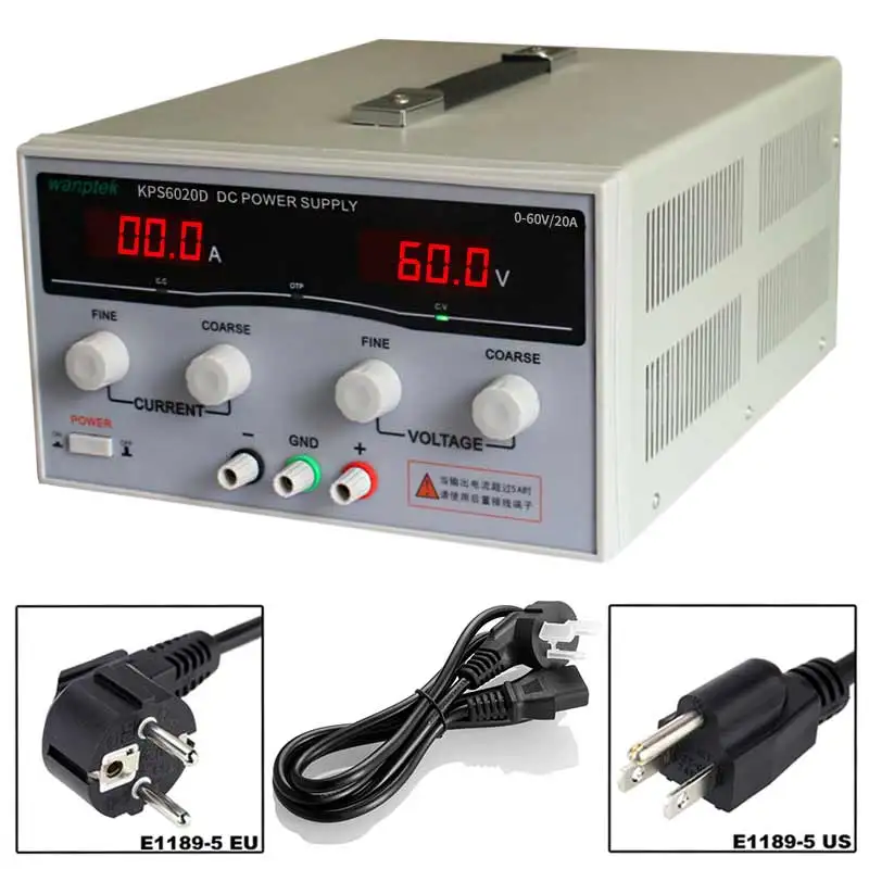 KPS6020D High Precision High Power Adjustable LED Display Switching DC Power Supply 220V 0-60V/0-20A For Laboratory and Teaching
KPS6020D High Precision High Power Adjustable LED Display Switching DC Power Supply 220V 0-60V/0-20A For Laboratory and Teaching