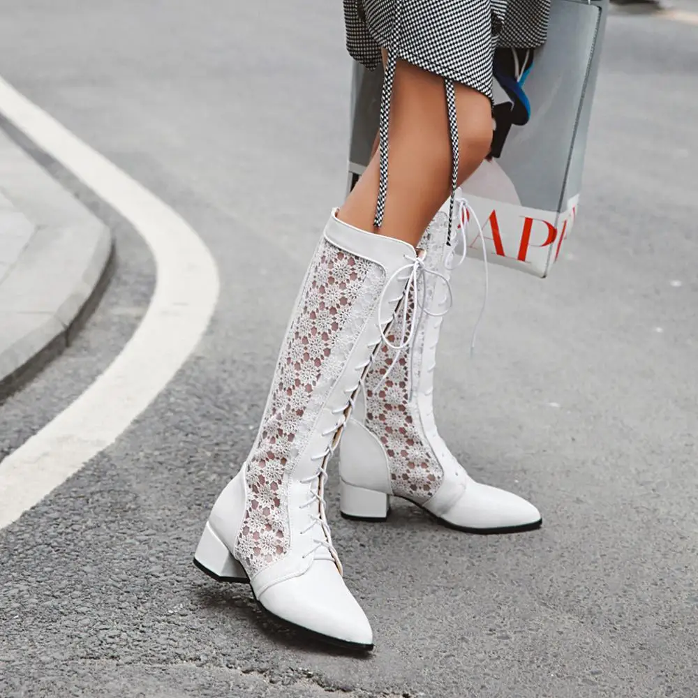 Size 33-43 New Fashion Women Knee High Boots Square heel Zipper Sexy Lace Mesh Boots Summer Cool Boots Breathable Women's Shoes
Size 33-43 New Fashion Women Knee High Boots Square heel Zipper Sexy Lace Mesh Boots Summer Cool Boots Breathable Women's Shoes