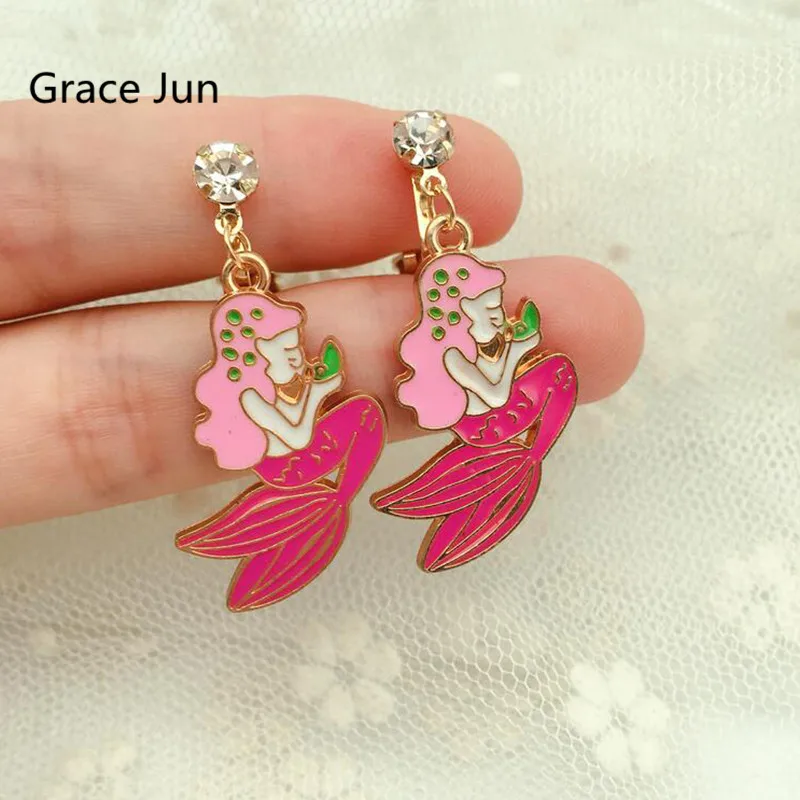 Grace Jun Popular Colorful Enamel Mermaid Shape Clip on Earrings and Long Drop Pierced Earrings Fashion Princess Earrings Gift
Grace Jun Popular Colorful Enamel Mermaid Shape Clip on Earrings and Long Drop Pierced Earrings Fashion Princess Earrings Gift