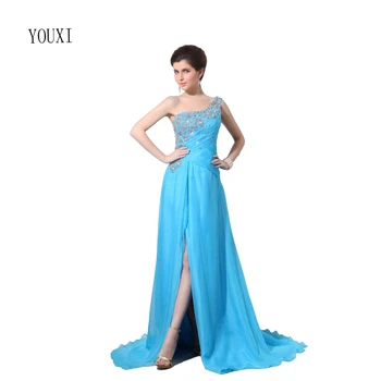 Sexy One Shoulder Blue Prom Dresses 2019 New Arrivals High Quality Chiffon Beaded Crystals Formal Evening Party Gowns 
Sexy One Shoulder Blue Prom Dresses 2019 New Arrivals High Quality Chiffon Beaded Crystals Formal Evening Party Gowns