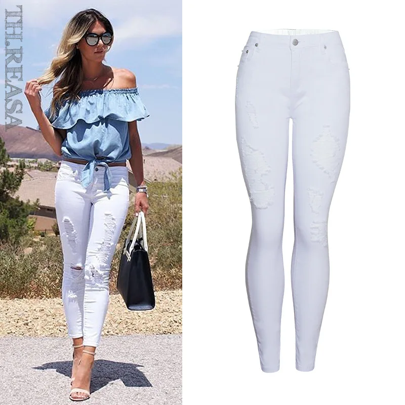 Summer Style White Hole Ripped Jeans Women Jeggings Cool Denim High Waist Pants Capris Female Skinny Casual Jeans
Summer Style White Hole Ripped Jeans Women Jeggings Cool Denim High Waist Pants Capris Female Skinny Casual Jeans
