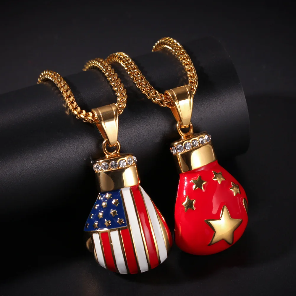 Gold Biling Hip Hop Boxing Gloves Pendant Zircon Stone Stainless Steel Long Chain Fashion Jewelry for Man Women
Gold Biling Hip Hop Boxing Gloves Pendant Zircon Stone Stainless Steel Long Chain Fashion Jewelry for Man Women