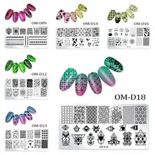 Estampage d'ongles plaques modèle d'ongle géométrie fleur chat feuille dentelle feuille d'érable timbre Nail Art timbre Image modèle(China)
