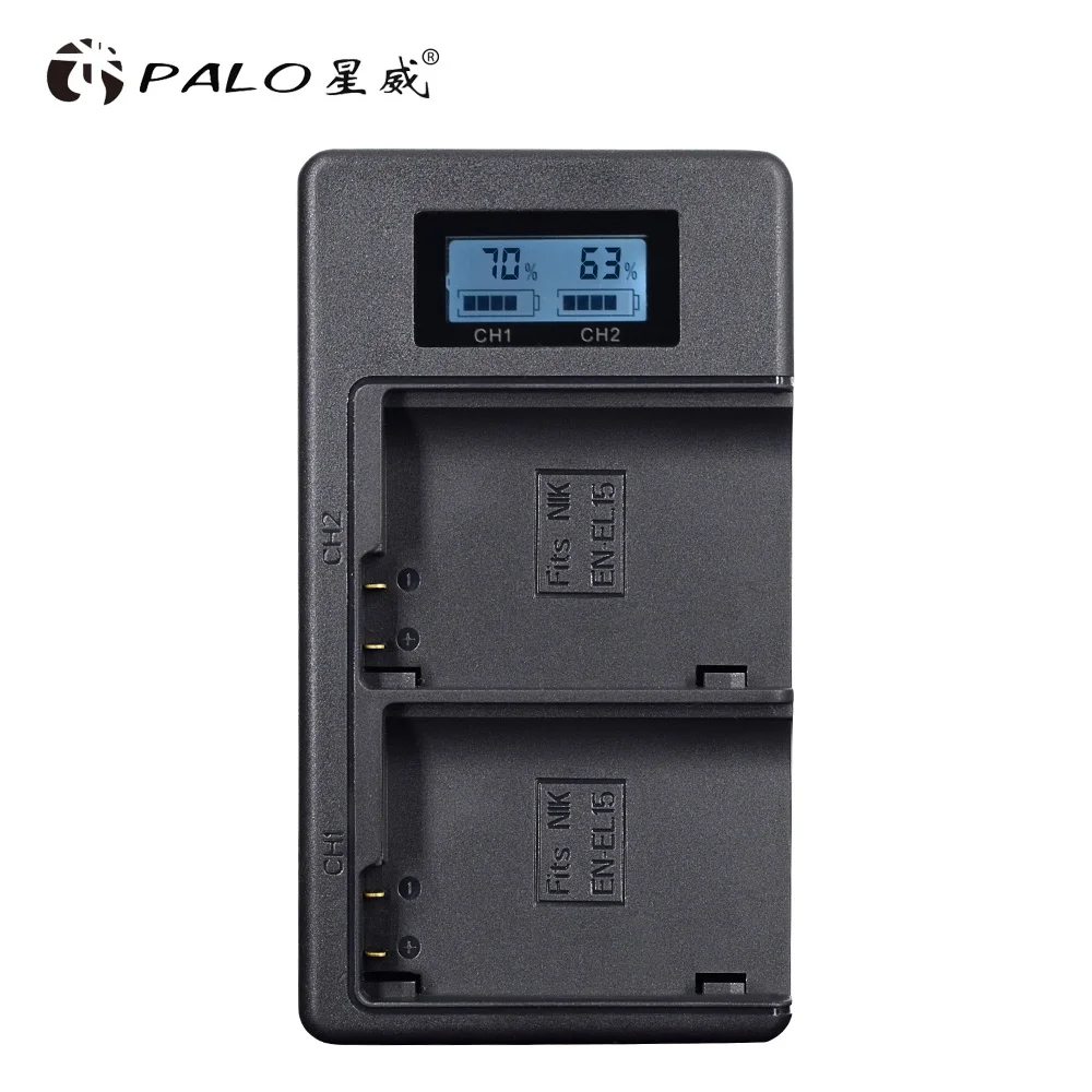 PALO EN-EL15 LCD Display Rechargeable Li-ion Battery Charger comes with USB for Nikon V1 D600 D610 D750 D800 D810 D7000 D7200
PALO EN-EL15 LCD Display Rechargeable Li-ion Battery Charger comes with USB for Nikon V1 D600 D610 D750 D800 D810 D7000 D7200