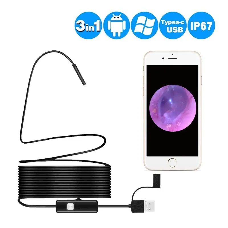 USB Endoscope Camera 7mm Android Borescope Inspection HD Camera Waterproof 6 Adjustable LED USB Android Borescope with Type C
USB Endoscope Camera 7mm Android Borescope Inspection HD Camera Waterproof 6 Adjustable LED USB Android Borescope with Type C