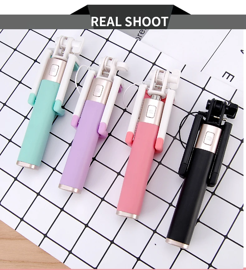 HOTR Mirror Selfie Stick Monopod Premium Quality Wired Selfie Stick Extendable for iPhone 6 Plus 5 5s 4s For Samsung S8 plus s7