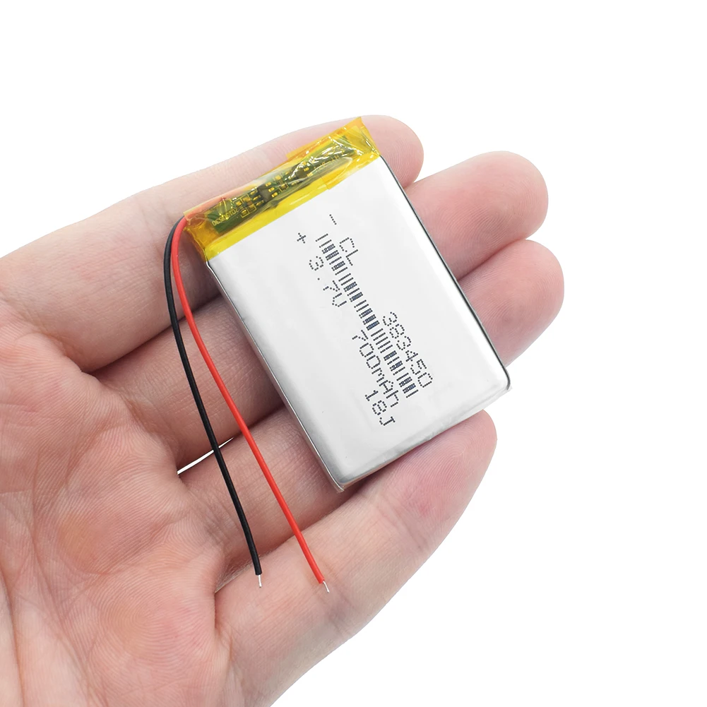 1/2/4Pcs Rechargeable 3.7V 700mah polymer lithium battery 383450 For MP3 MP4 GPS navigation recorder, speaker Toy BT Headset
1/2/4Pcs Rechargeable 3.7V 700mah polymer lithium battery 383450 For MP3 MP4 GPS navigation recorder, speaker Toy BT Headset