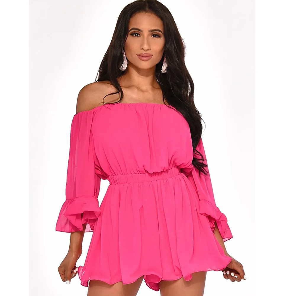 2019 new Summer shorts Jumpsuit Women Romper Sexy Off Shoulder Playsuit Fashion Ruffle Sleeve Casual Beachwear Chiffon Overalls
2019 new Summer shorts Jumpsuit Women Romper Sexy Off Shoulder Playsuit Fashion Ruffle Sleeve Casual Beachwear Chiffon Overalls