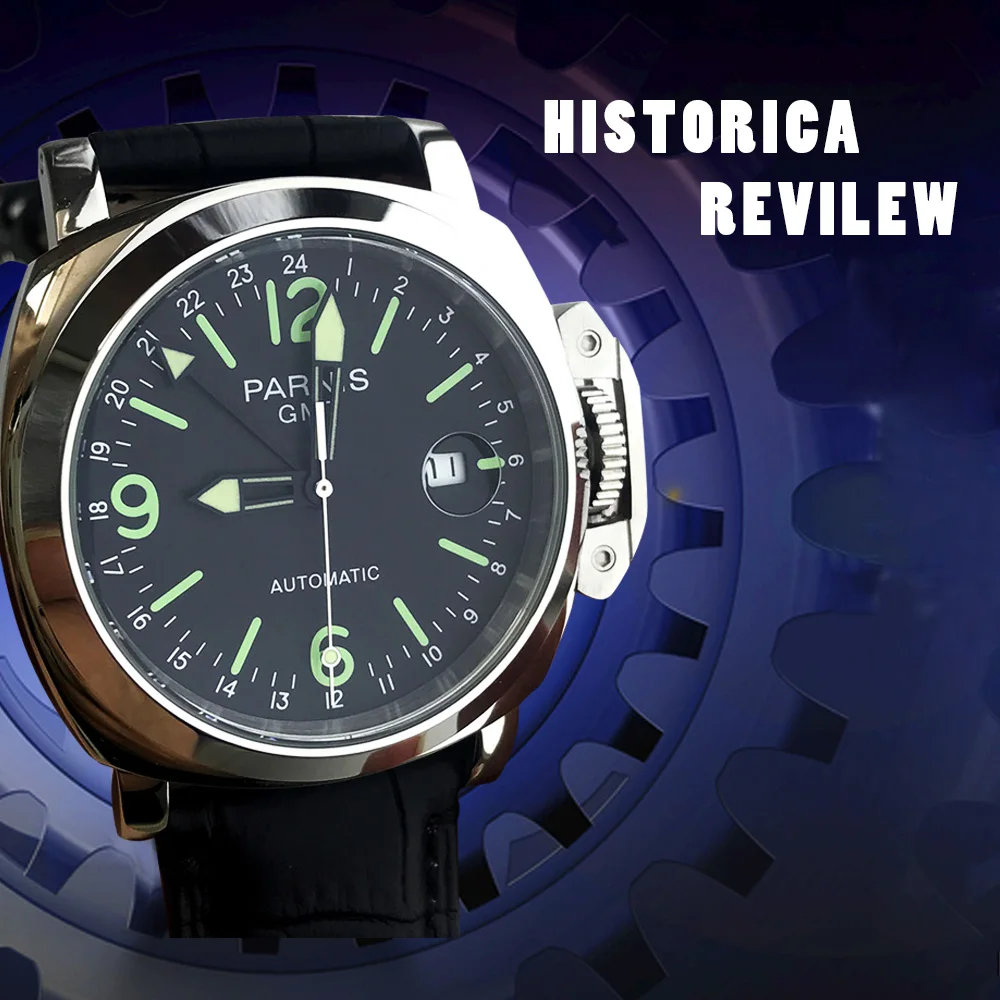 Parnis-watch-44-mm-GMT-movement-automatic-movement-men-s-watch-stainless-steel-polished-leather-strap