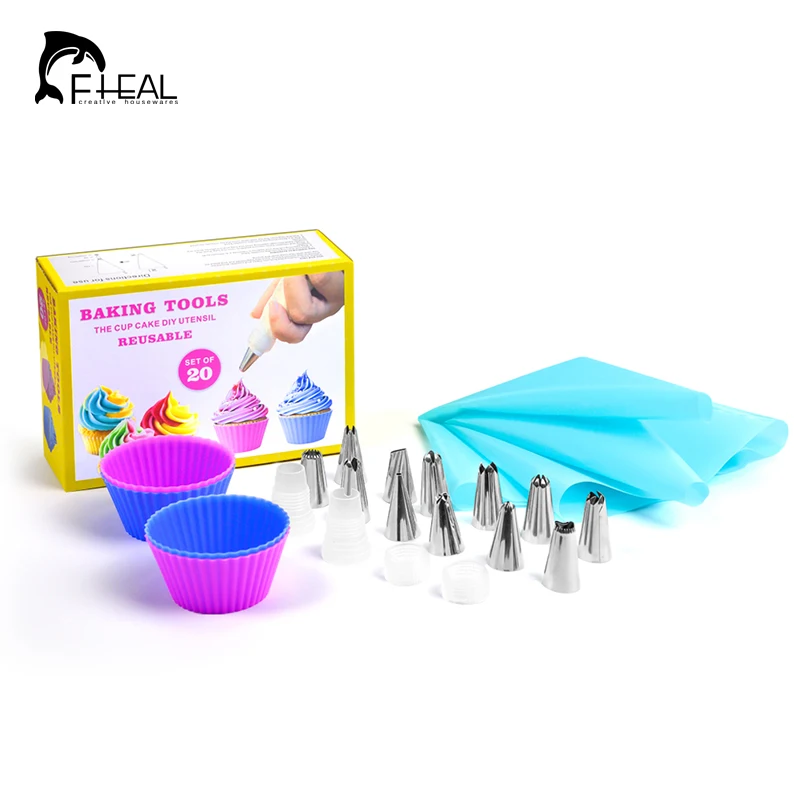 FHEAL 20pcs/set Russian Piping Pastry Bag Stainless Steel Nozzle Set Bakeware DIY Cake Dessert Decorators Kitchen Appliances
FHEAL 20pcs/set Russian Piping Pastry Bag Stainless Steel Nozzle Set Bakeware DIY Cake Dessert Decorators Kitchen Appliances