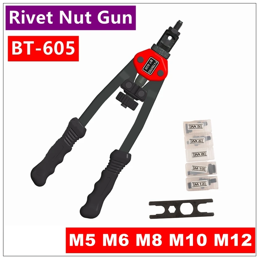 BT - 605 Manual Pull Rivet Nut Gun Riveting Tools M5 / M6 / M8 / M10 / M12
BT - 605 Manual Pull Rivet Nut Gun Riveting Tools M5 / M6 / M8 / M10 / M12