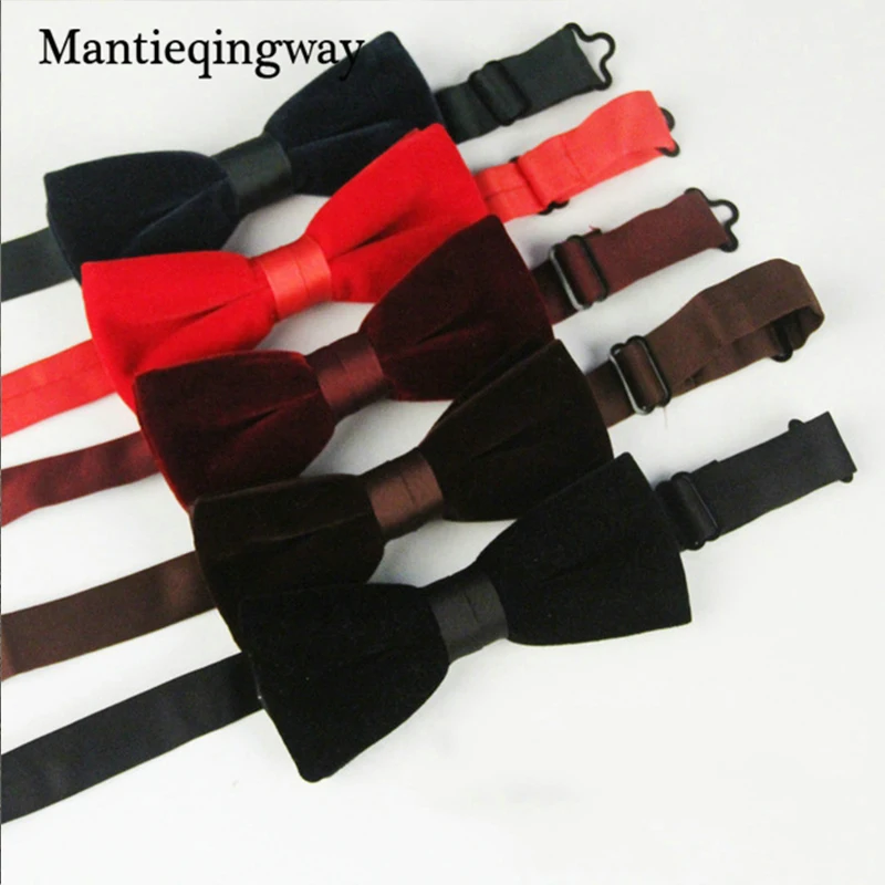 Image Business Men s Bow Ties Velvet Groom Marriage Wedding Bowties Shirt Collar Tie Solid Color Black Red Necktie For Men Gift