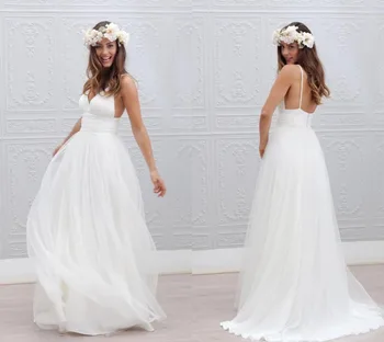 Bohemian Beach Wedding Dresses Modest Sexy Spaghetti Straps Backless Pure White Ruched Tulle 2019 Simple Style Fairy Bridal Gown
Bohemian Beach Wedding Dresses Modest Sexy Spaghetti Straps Backless Pure White Ruched Tulle 2019 Simple Style Fairy Bridal Gown