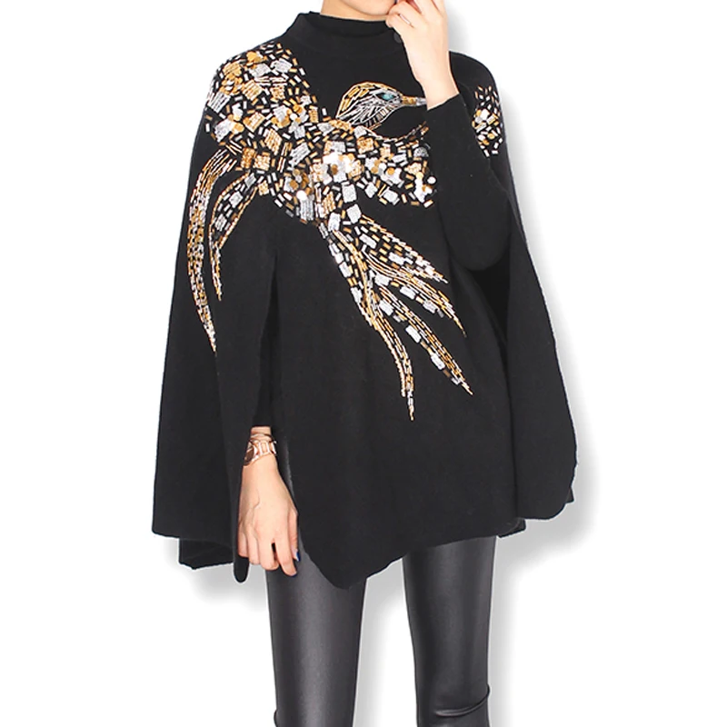 2017 winter knitted Cashmere Cloak Coat birds eagle pattern handmade beading sequins embroidered Women Shwal Batwing Sleeve Coat
2017 winter knitted Cashmere Cloak Coat birds eagle pattern handmade beading sequins embroidered Women Shwal Batwing Sleeve Coat