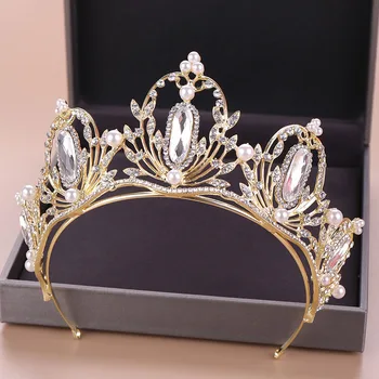 FORSEVEN Vintage Gold Crystal Crowns Hair Jewelry Rhinestone Pearl Bride Tiaras Women Head Piece Wedding Hair Accessories JL
FORSEVEN Vintage Gold Crystal Crowns Hair Jewelry Rhinestone Pearl Bride Tiaras Women Head Piece Wedding Hair Accessories JL
