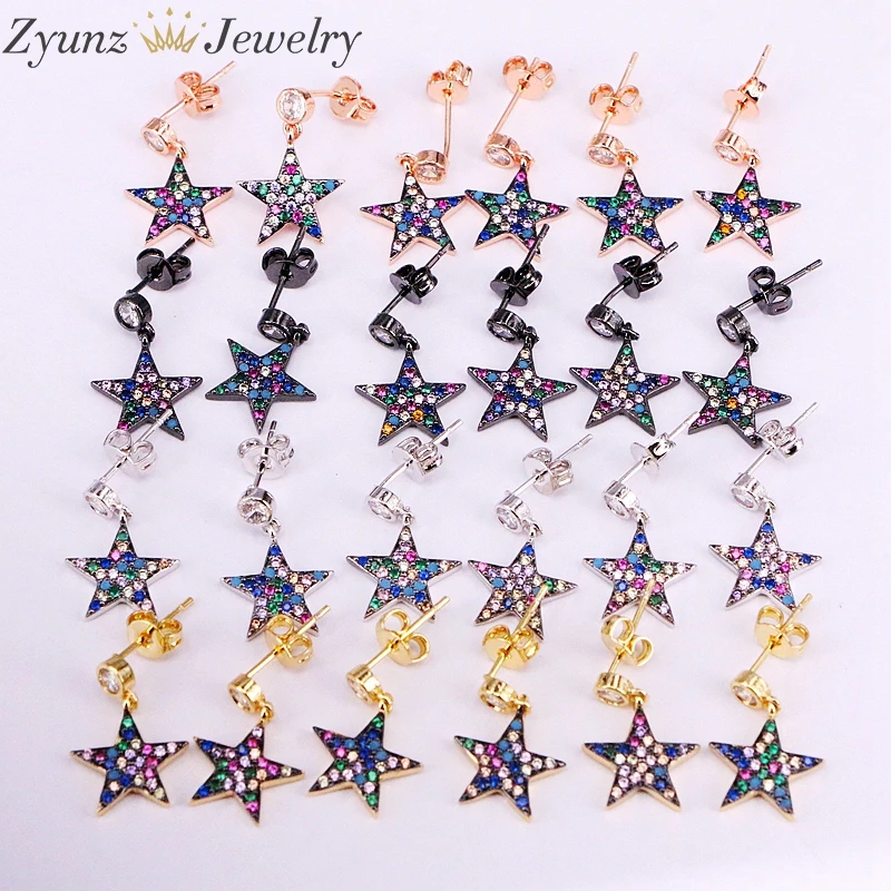5 Pairs, Gold/silver/rose gold/black color simple Star colourful rainbow cz stud Earring For Women girl fashion jewelry
5 Pairs, Gold/silver/rose gold/black color simple Star colourful rainbow cz stud Earring For Women girl fashion jewelry