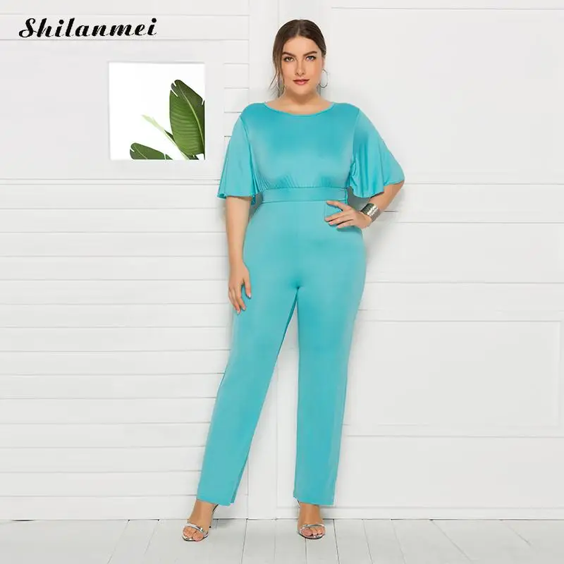 Elegant Women Jumpsuit Plus Size O Neck Summer Long Pants Overalls Short Sleeve Solid Casual Office Ladies Straight Playsuits
Elegant Women Jumpsuit Plus Size O Neck Summer Long Pants Overalls Short Sleeve Solid Casual Office Ladies Straight Playsuits
