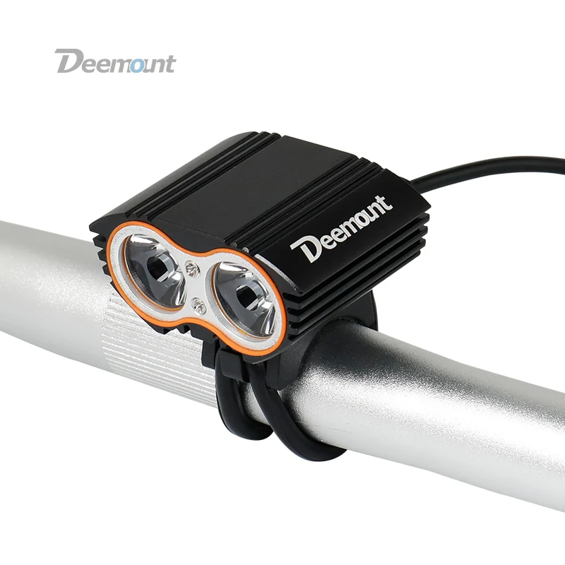 

Deemount Bicycle Headlight 8.4V Bike Front Lamp Dual Chips 350Lumens Optional #18650 Power Box 8.4V 5.0V Output Cycling Lighting