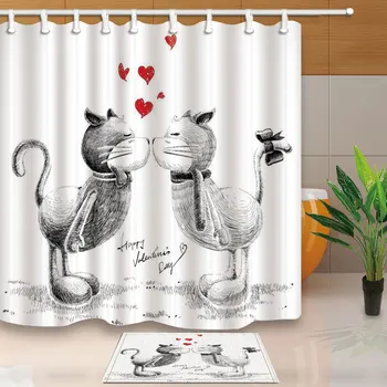 High Quality Shower Curtains Sketch Cats Love Bath Screens Home Decor Polyester Fabric Waterproof and Mildew Proof with 12 Hooks
High Quality Shower Curtains Sketch Cats Love Bath Screens Home Decor Polyester Fabric Waterproof and Mildew Proof with 12 Hooks