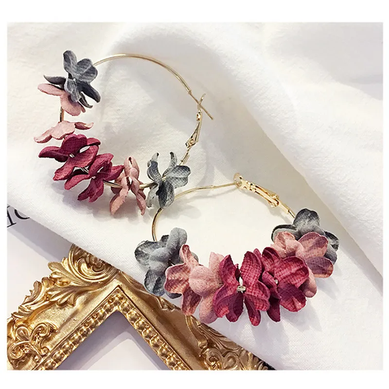 Fancy&Fantasy New Elegant Fabric Cloth Flower Earrings Sweety Colourful Petal Alloy Ear Circle Big Earrings Charm For Women
Fancy&Fantasy New Elegant Fabric Cloth Flower Earrings Sweety Colourful Petal Alloy Ear Circle Big Earrings Charm For Women