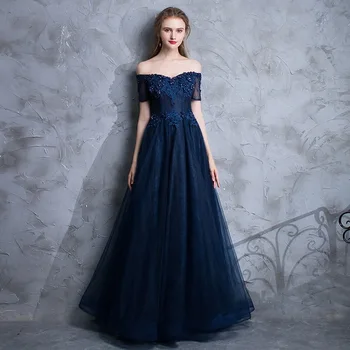 Holievery Off the Shoulder Tulle Long Formal Evening Dresses with Lace Appliques Abiye 2019 Dark Navy Party Dress Gowns Elegant
Holievery Off the Shoulder Tulle Long Formal Evening Dresses with Lace Appliques Abiye 2019 Dark Navy Party Dress Gowns Elegant