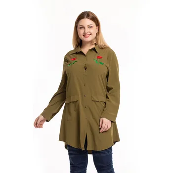 4XL Plus Size Shirt Lapel Floral Embroidered Long Sleeve Women Blouses Pockets Single Breasted Blusas Mujer De Moda TB2026
4XL Plus Size Shirt Lapel Floral Embroidered Long Sleeve Women Blouses Pockets Single Breasted Blusas Mujer De Moda TB2026