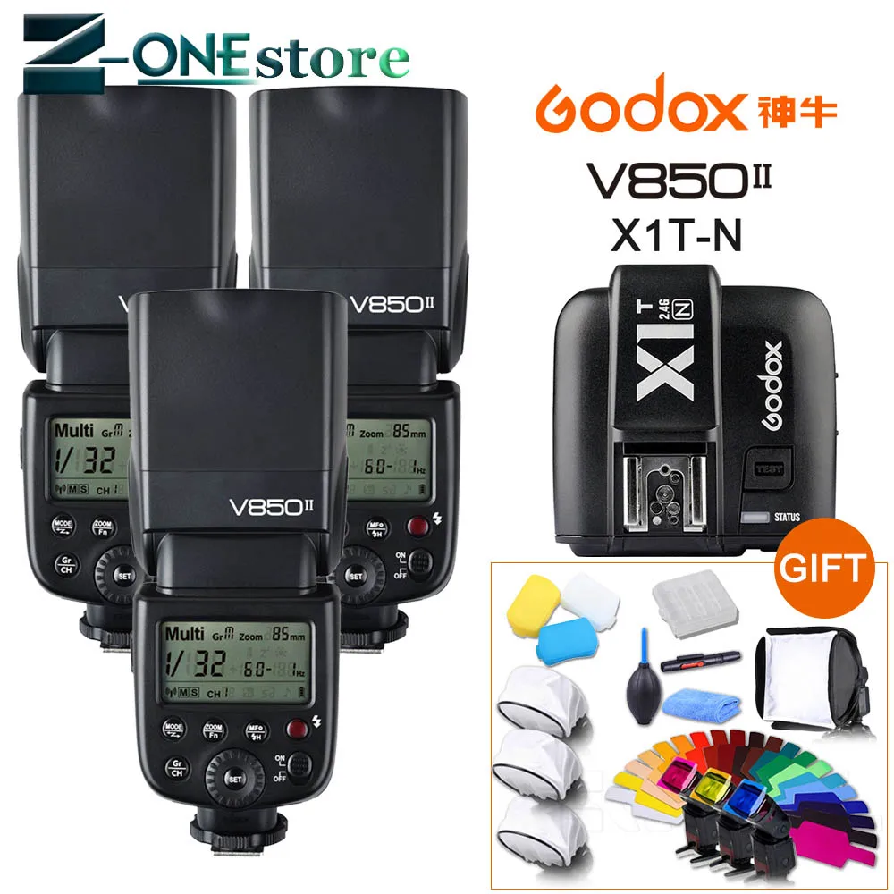 FREE DHL 3x Godox V850II GN60 HSS 2.4G Wireless X System Flash Speedlite Li-ion battery+ X1N Transmitter For Nikon Cameras
FREE DHL 3x Godox V850II GN60 HSS 2.4G Wireless X System Flash Speedlite Li-ion battery+ X1N Transmitter For Nikon Cameras