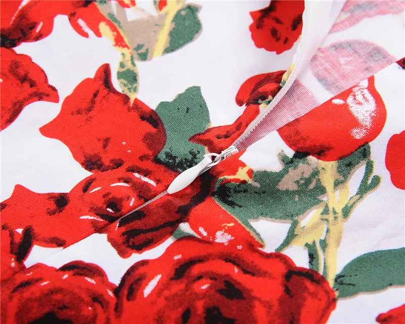 Kostlish Floral Print Summer Dress Women Sleeveless 50s Tunic Vintage Dress With Belt 2017 Elegant Swing Party Dresses Sundress (55)