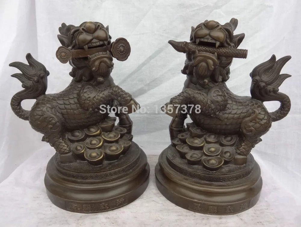 shitou 00641 11" Chinese Pure Bronze RuYi Wealth YuanBao FengShui Dragon Kylin Statue Pair
shitou 00641 11" Chinese Pure Bronze RuYi Wealth YuanBao FengShui Dragon Kylin Statue Pair