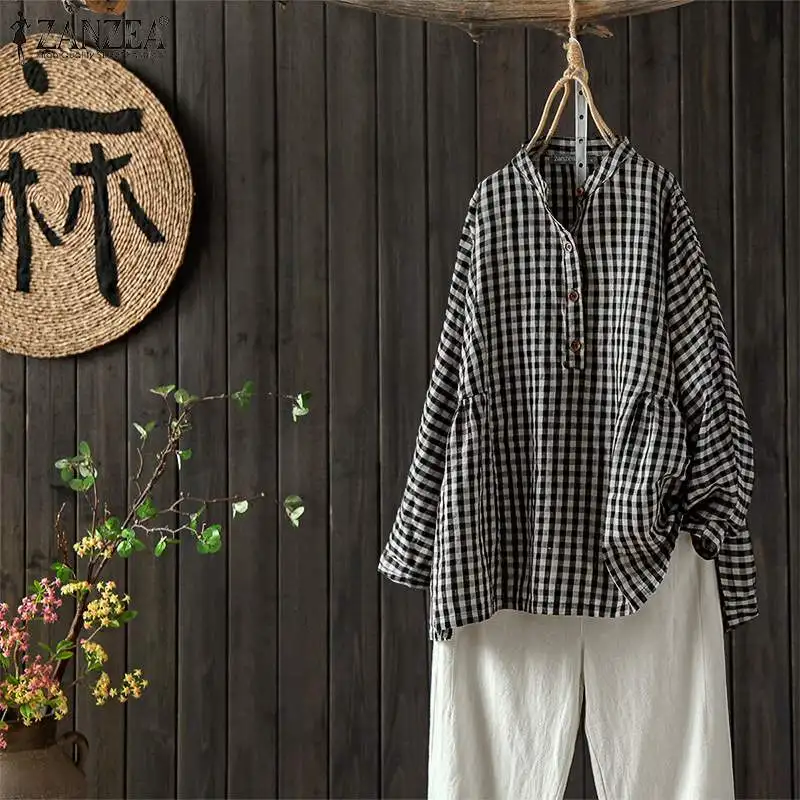 ZANZEA Plaid Check Blouse Women Cotton Linen Tops Shirts Casual Mandarin Blusas 2019 Autumn Long Sleeve Chemiser Mujer Plus Size
ZANZEA Plaid Check Blouse Women Cotton Linen Tops Shirts Casual Mandarin Blusas 2019 Autumn Long Sleeve Chemiser Mujer Plus Size