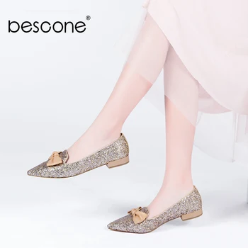 BESCONE Glitter Lady Pumps New Fashion Pointed Toe Leather Butterfly-knot Design Shoes Low Heel Slip-on Wedding Women Pumps A30
BESCONE Glitter Lady Pumps New Fashion Pointed Toe Leather Butterfly-knot Design Shoes Low Heel Slip-on Wedding Women Pumps A30
