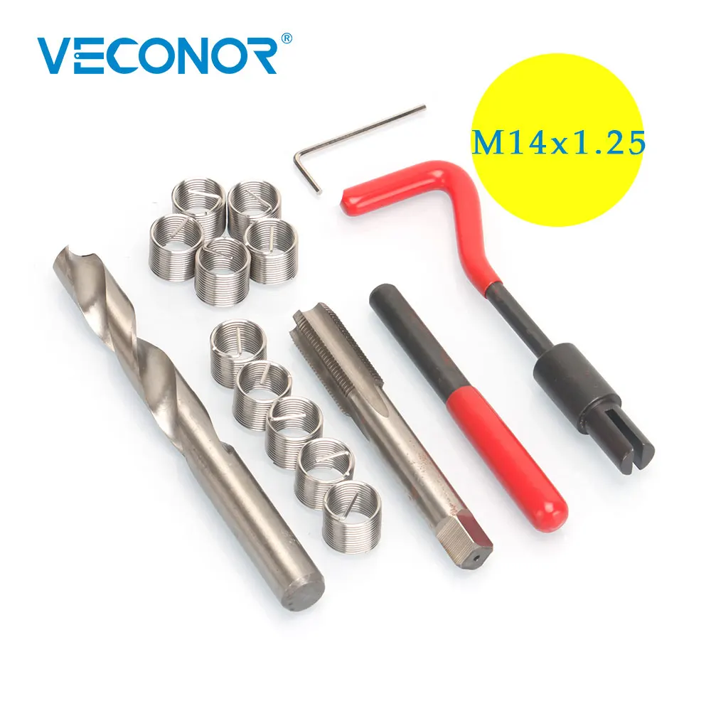 15pcs M14x1.25mm Thread Repair Tool Set Stainless Steel Wire Helical Coil Damaged Thread Insert Combination Garage Tools Kit
15pcs M14x1.25mm Thread Repair Tool Set Stainless Steel Wire Helical Coil Damaged Thread Insert Combination Garage Tools Kit