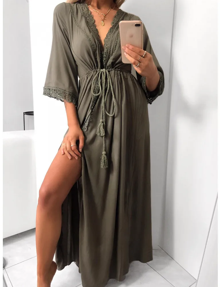 Loose Women Maxi Dress Elegant Lace Up Low Cut Dress Elastic Waist Sexy Slip White Dress Vintage Vestidos Mujer Ladies Clothes
Loose Women Maxi Dress Elegant Lace Up Low Cut Dress Elastic Waist Sexy Slip White Dress Vintage Vestidos Mujer Ladies Clothes