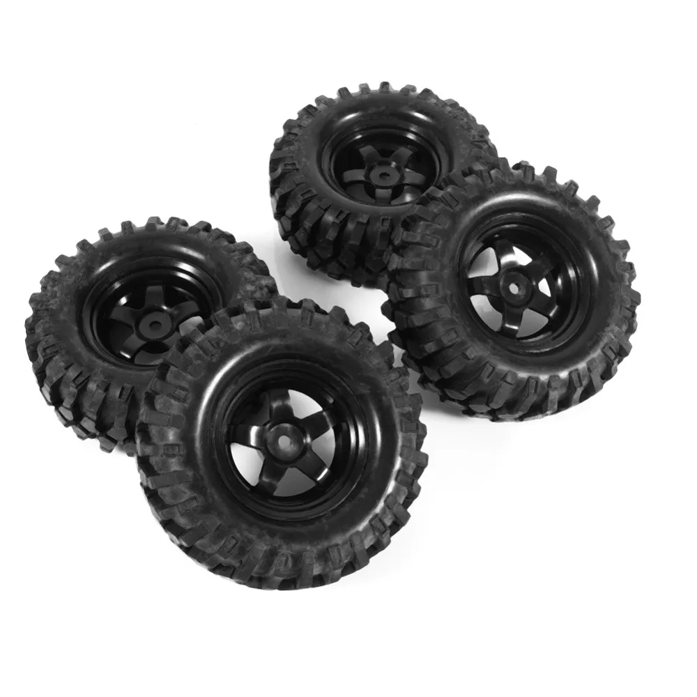 

4PCS/Set Black 1:10 Tires for Rock Crawler Buggy RC Car Rubber Tires & Wheel Rims Diameter 52MM Tyre Rubber Pneus for RC Car