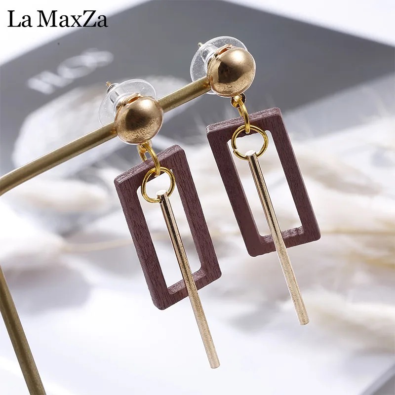 Natural Wood Drop Earrings for Women Fashion Statement Rectangle Golden Strips Dangle Earring Ear Korean Girls Jewelry Gift
Natural Wood Drop Earrings for Women Fashion Statement Rectangle Golden Strips Dangle Earring Ear Korean Girls Jewelry Gift