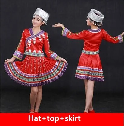 Женская одежда Hmong Miao старинное традиционное китайское народное танцевальное