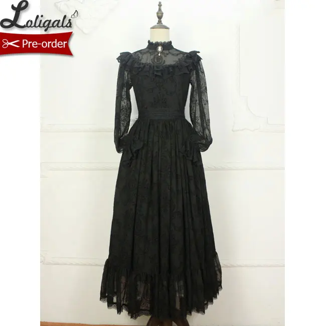 Custom Tailored ~ Gothic Long Sheer Sleeve Lace Dress Ruffled Illusion Neck Maxi Dress by Miss Point
Custom Tailored ~ Gothic Long Sheer Sleeve Lace Dress Ruffled Illusion Neck Maxi Dress by Miss Point