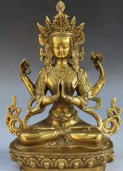 SHUN 9"Tibet Buddhism Temple Bronze Seat Lotus 4 Hands 4 arms Chenrezig Buddha Statue
SHUN 9"Tibet Buddhism Temple Bronze Seat Lotus 4 Hands 4 arms Chenrezig Buddha Statue